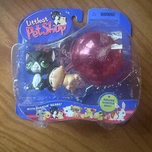 Littlest Pet Shop Black Tuxedo Cat And Hamster Ball Set